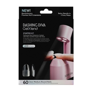 image:imageDashing Diva GelXtend Starter Kit  Press On Nails with LED Lamp  Lasts Up to 14 Days  Clear Customizable Gel Nails  NoSoak Easy Removal  Gel Nail Tips Medium RoundMedium Round